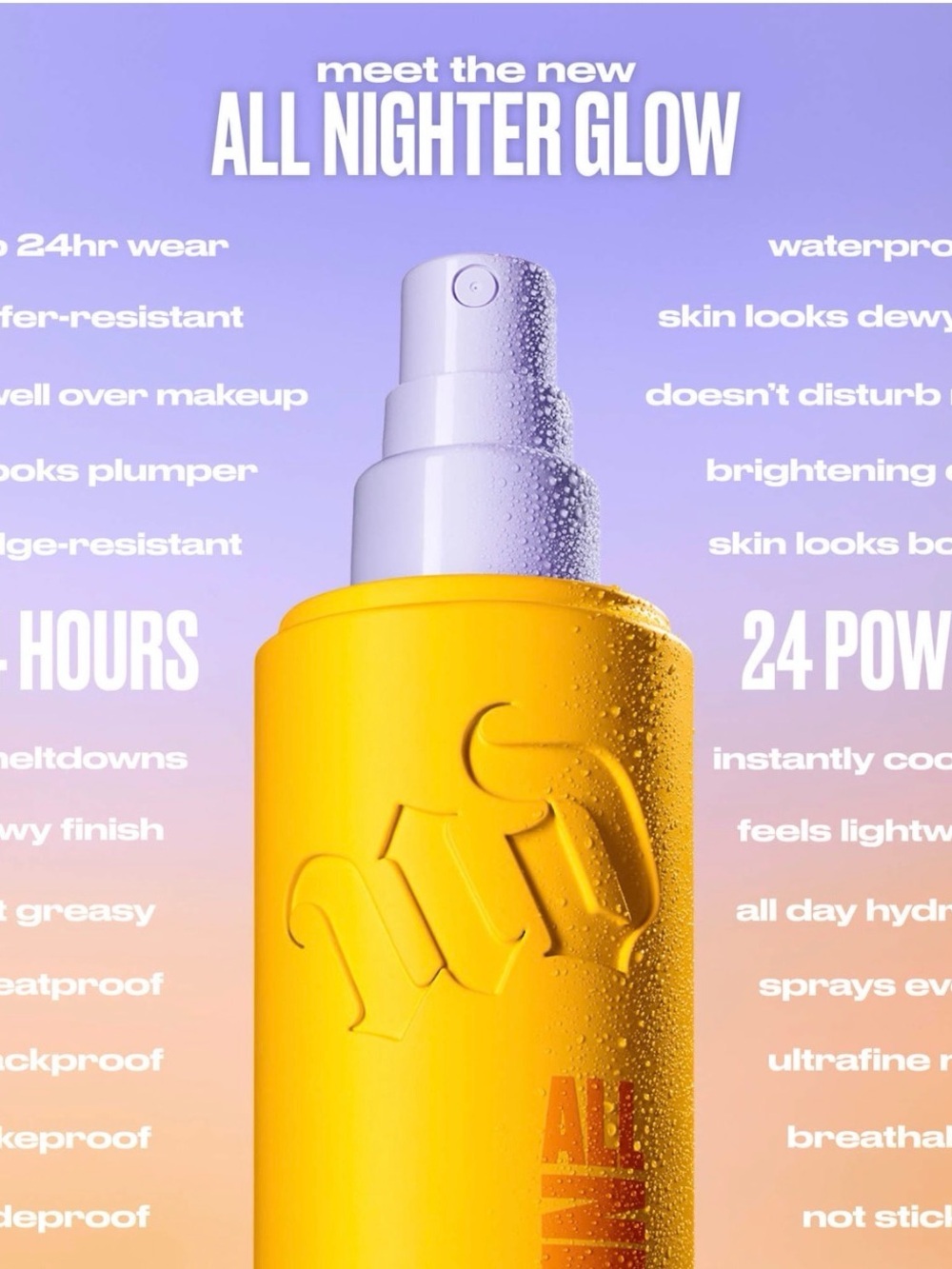 Urban Decay All Nighter Glow Setting Spray — Bright Yellow Bottle